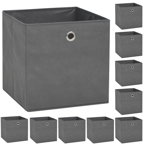 Vidaxl opbevaringsbokse 10 stk 32x32x32 cm Ikke -vævet stof grå