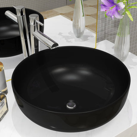 Vidaxl Washbasin Runde 41,5x13,5 cm Keramisk sort