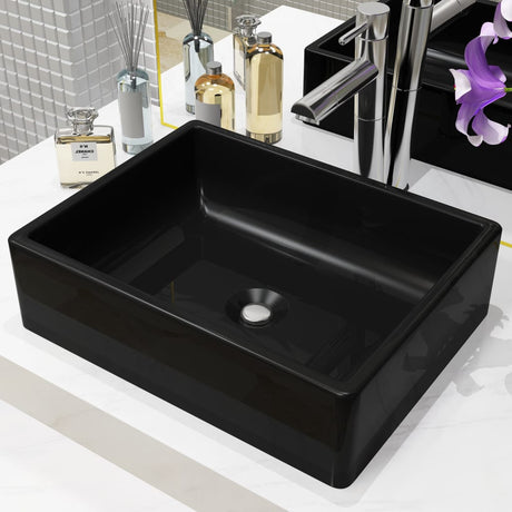 Vidaxl Washbasin Square 41x30x12 cm keramisk sort