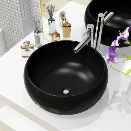 Vidaxl Washbasin Round 40x15 cm keramisk sort