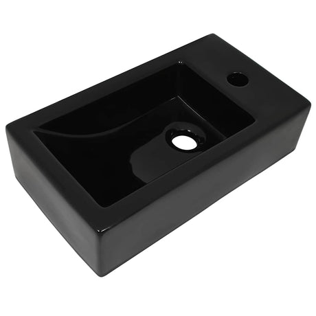 Vidaxl Washbasin med taphul rektangulær 46x25,5x12 cm keramisk sort