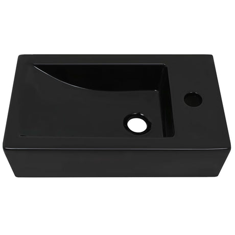 Vidaxl Washbasin med taphul rektangulær 46x25,5x12 cm keramisk sort