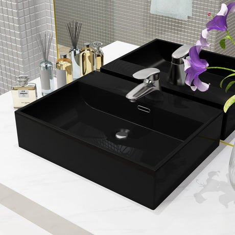 Vidaxl Washbasin med taphul 51,5x38,5x15 cm keramisk sort