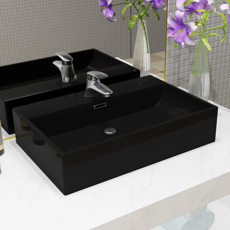 Vidaxl Washbasin med taphul 60,5x42,5x14,5 cm keramisk sort