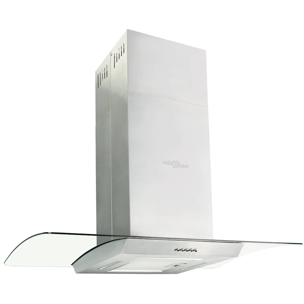Vidaxl Island Extractor 756 m³ U LED 90 cm rustfrit stål