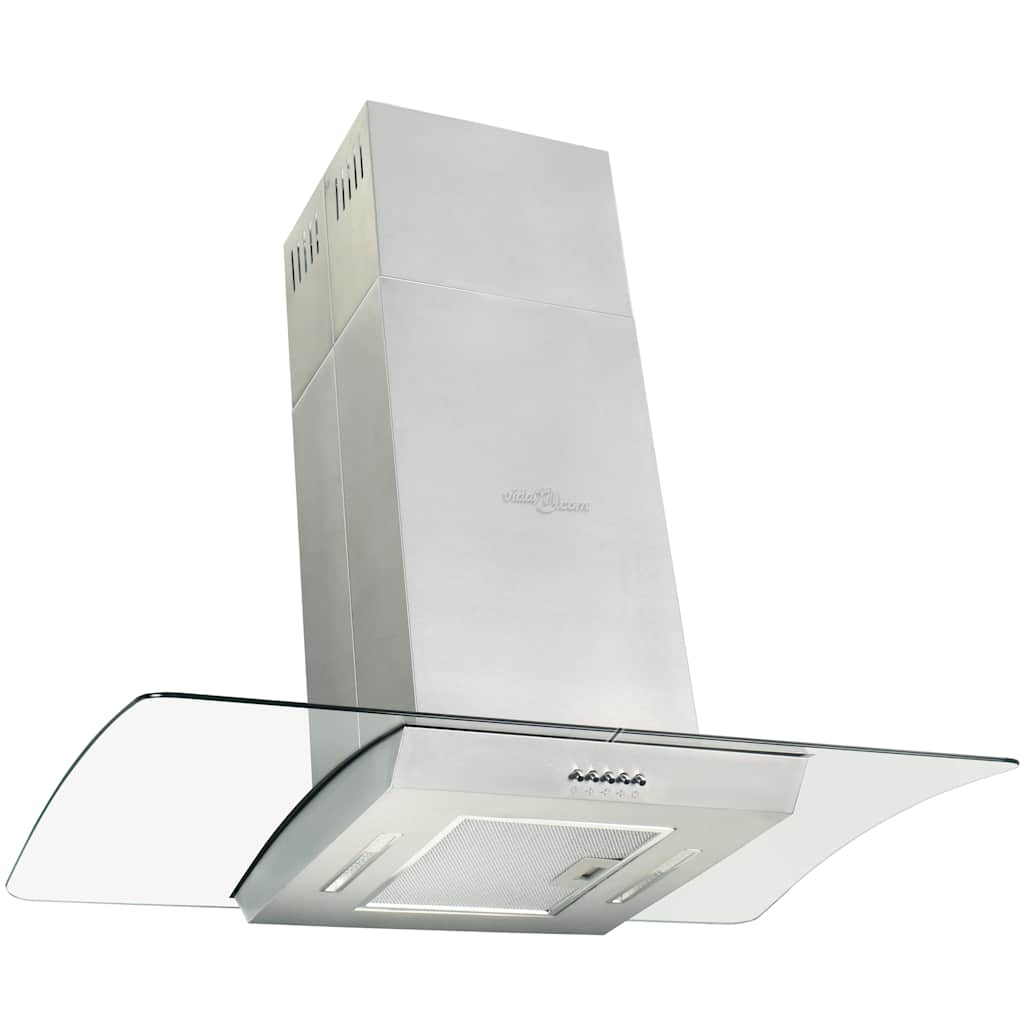 Vidaxl Island Extractor 756 m³ U LED 90 cm rustfrit stål
