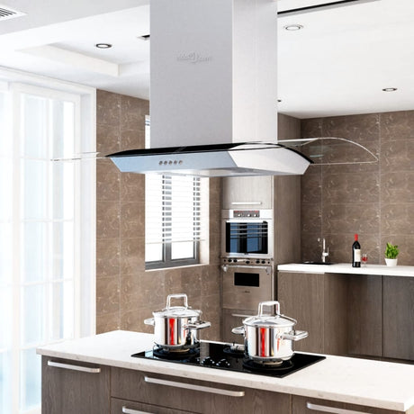 Vidaxl Island Extractor 756 m³ U LED 90 cm rustfrit stål