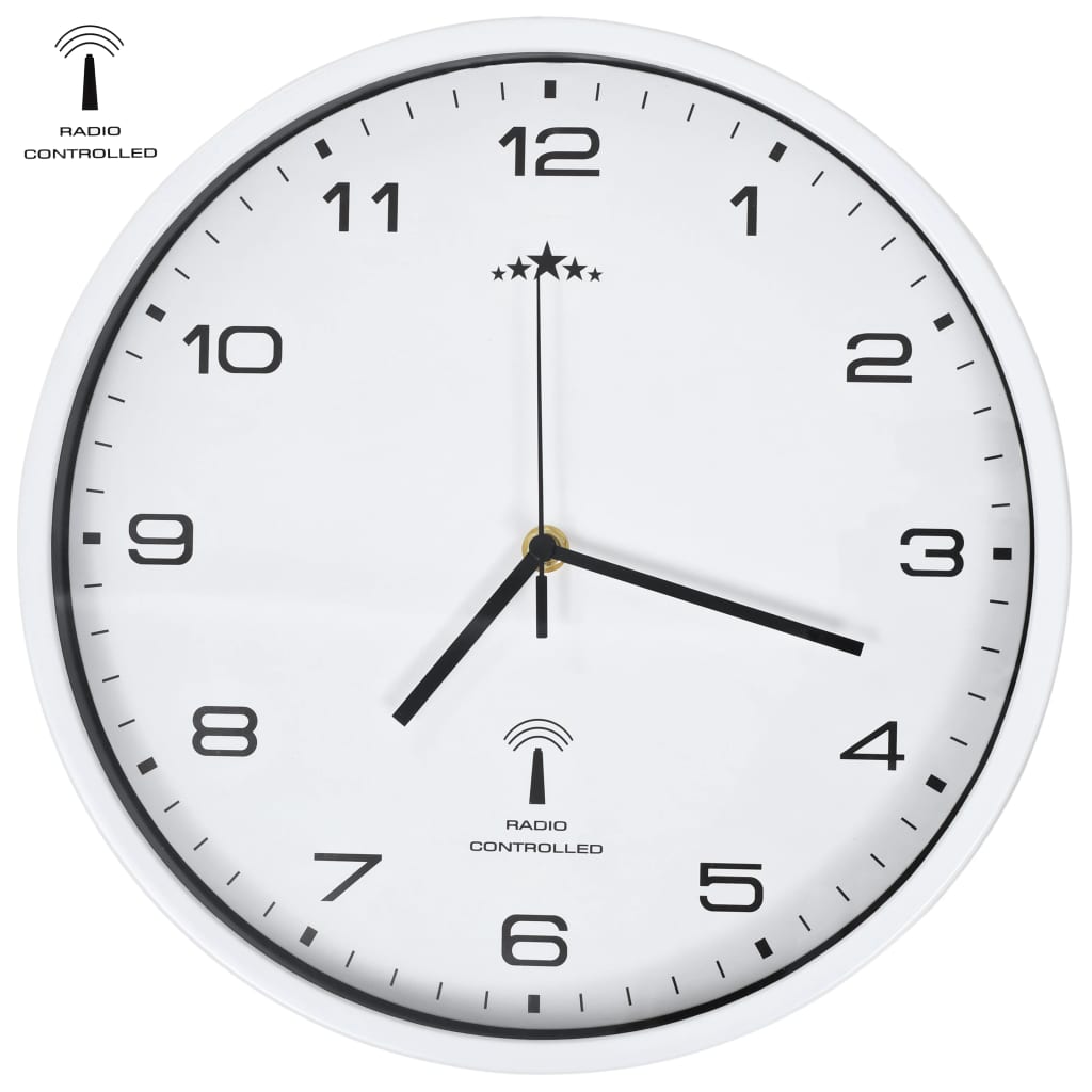 Vidaxl Wall Clock med kvarts timepiece radio -drevet 31 cm hvid