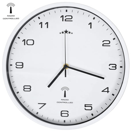 Vidaxl Wall Clock med kvarts timepiece radio -drevet 31 cm hvid