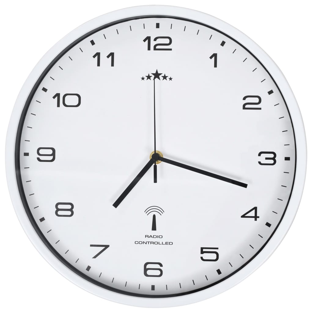 Vidaxl Wall Clock med kvarts timepiece radio -drevet 31 cm hvid