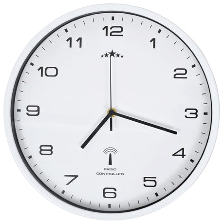 Vidaxl Wall Clock med kvarts timepiece radio -drevet 31 cm hvid