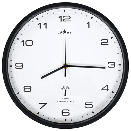Vidaxl Wall Clock med kvarts timepiece radio -drevet 31 cm hvid og sort
