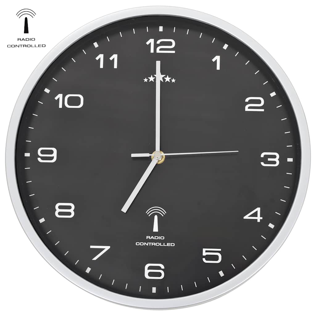 Vidaxl Wall Clock med kvarts timepiece radio -drevet 31 cm sort