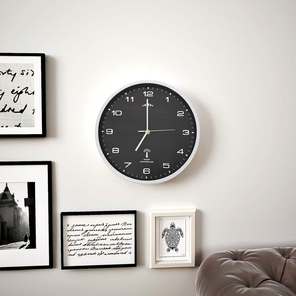Vidaxl Wall Clock med kvarts timepiece radio -drevet 31 cm sort
