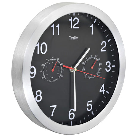 Vidaxl vægur med kvartsmekanisme Hygrometer termometer 30 cm sort