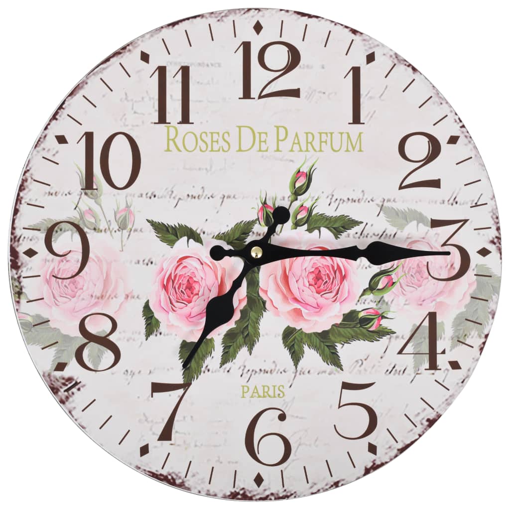 Vidaxl vægur Vintage stil 30 cm blomster