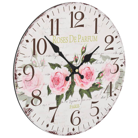 Vidaxl vægur Vintage stil 30 cm blomster