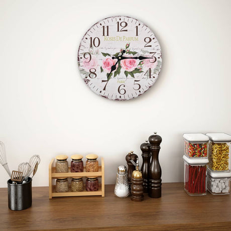 Vidaxl vægur Vintage stil 30 cm blomster