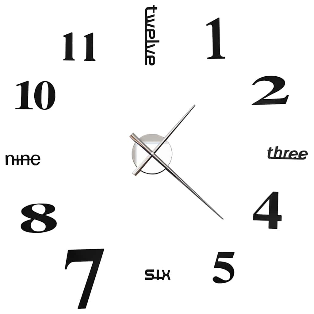 Vidaxl 3d Wall Clock 100 cm XXL Modern Black