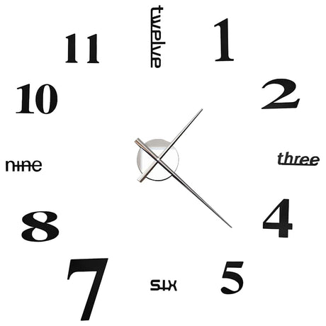 Vidaxl 3d Wall Clock 100 cm XXL Modern Black