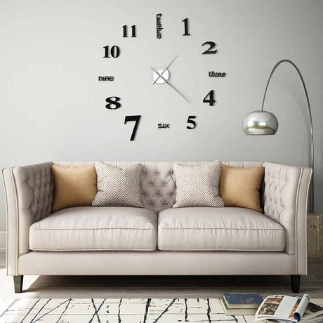 Vidaxl 3d Wall Clock 100 cm XXL Modern Black
