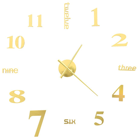 Vidaxl 3d Wall Clock 100 cm XXL Moderne guldfarvet