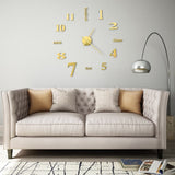 Vidaxl 3d Wall Clock 100 cm XXL Moderne guldfarvet