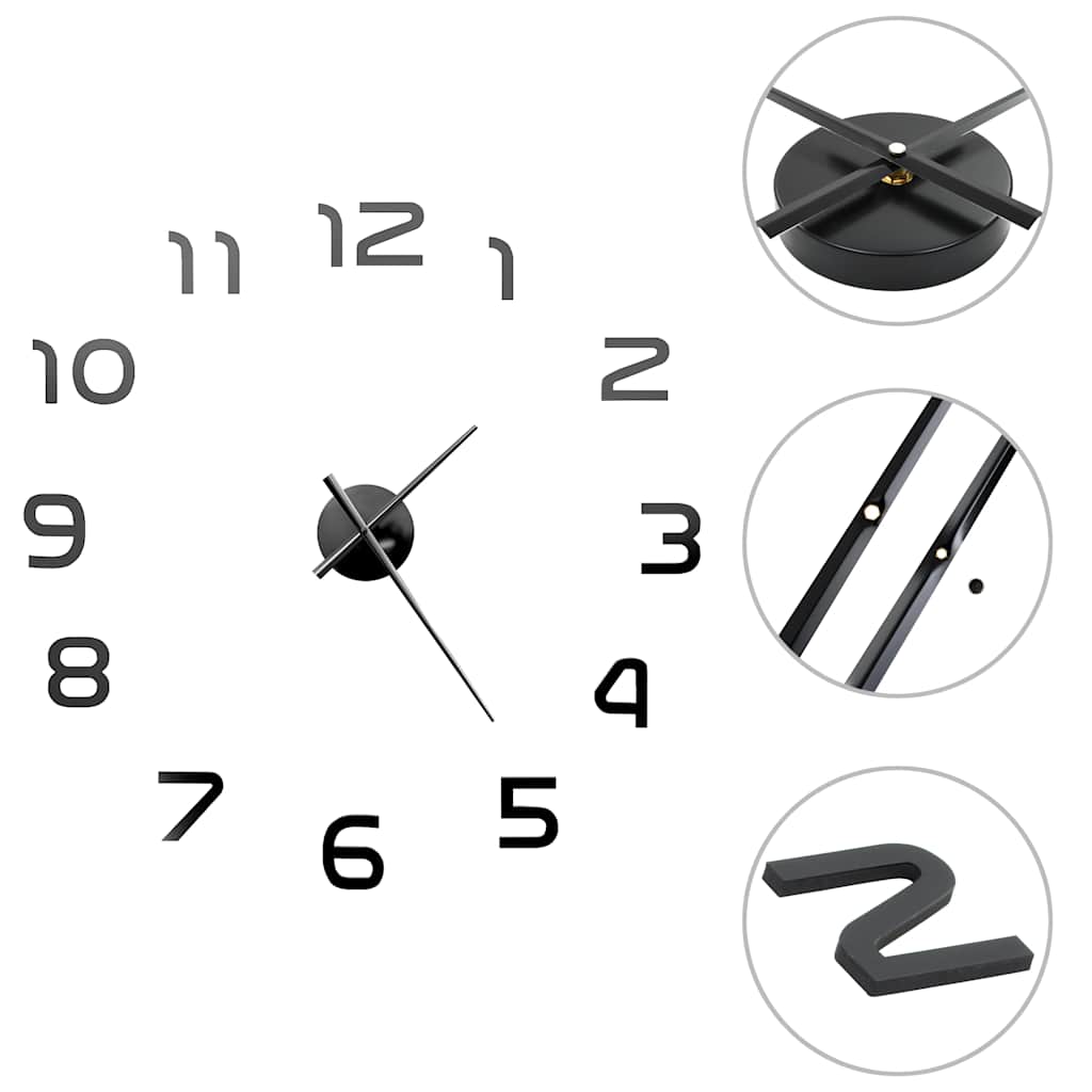 Vidaxl 3d Wall Clock 100 cm XXL Modern Black