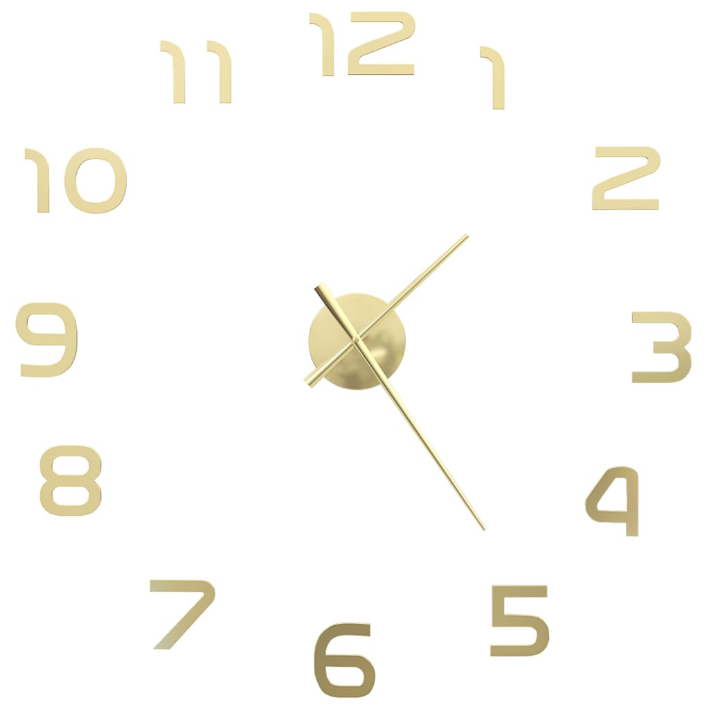 Vidaxl 3d Wall Clock 100 cm XXL Moderne guldfarvet