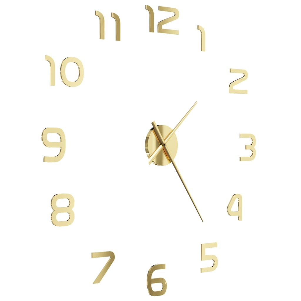 Vidaxl 3d Wall Clock 100 cm XXL Moderne guldfarvet