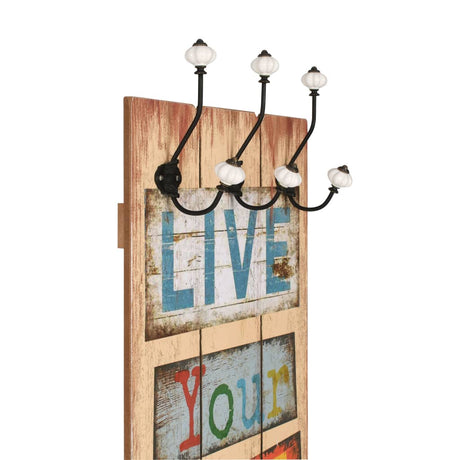 Vidaxl Wall Coat Rack med 6 Hooks Live Life 120x40 cm