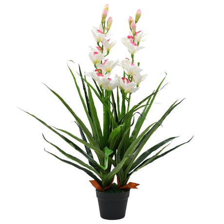 Vidaxl kunstig plante med pot cymbidium Orchid 100 cm grøn