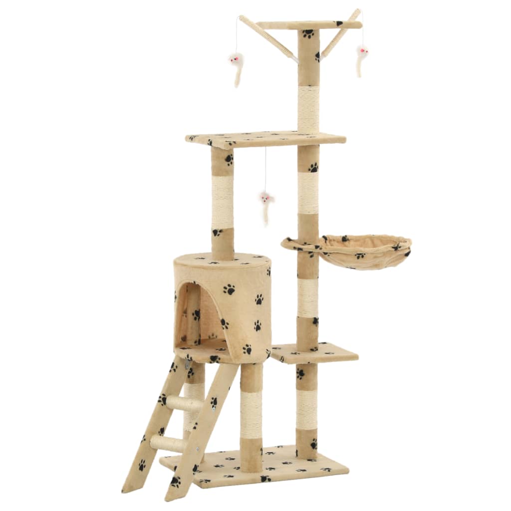Vidaxl Cat Scratching Post med sisal skrabe poster 138 cm pootprints beige