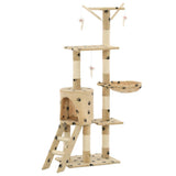 Vidaxl Cat Scratching Post med sisal skrabe poster 138 cm pootprints beige