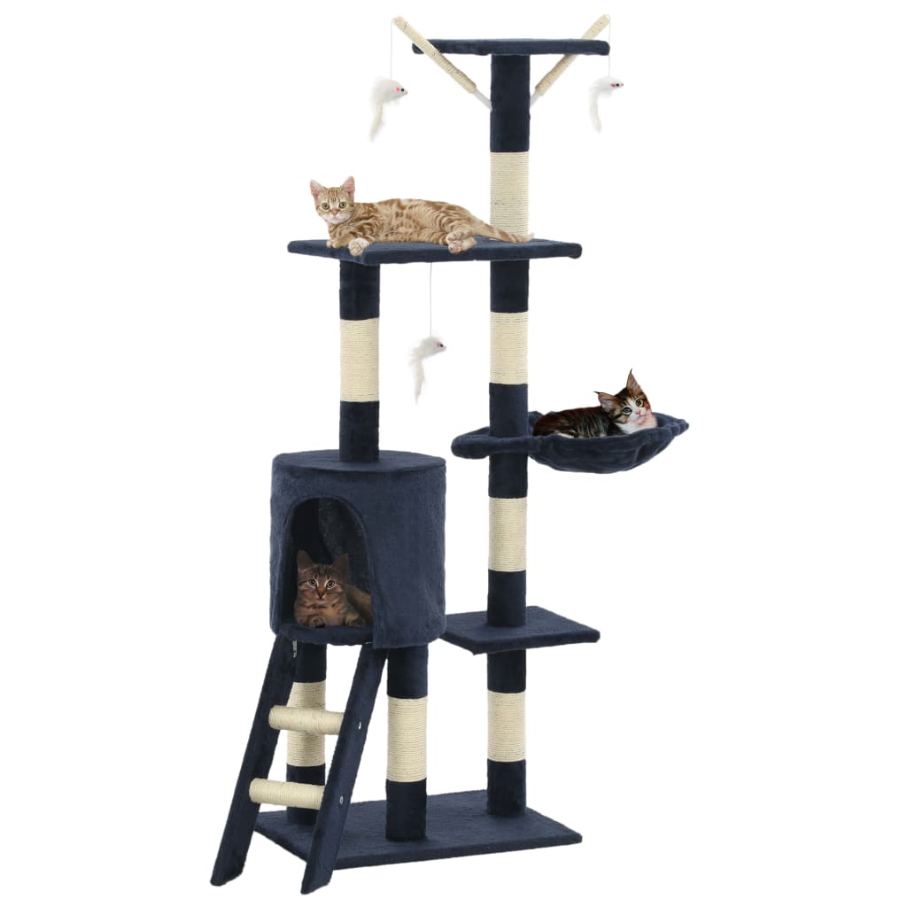 Vidaxl kat kradsestolpe med sisal kradsestolper 138 cm mørkeblå