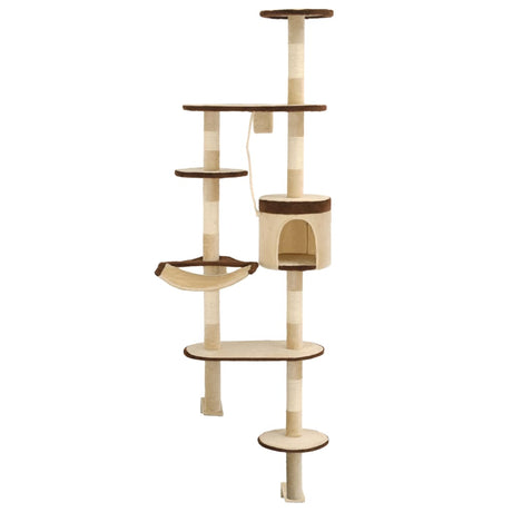 Vidaxl Cat Scratching Post med ridse stolper Vægmontering 194 cm beige brun