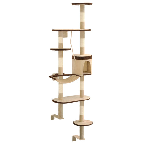 Vidaxl Cat Scratching Post med ridse stolper Vægmontering 194 cm beige brun