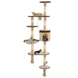 Vidaxl Cat Scratching Post med ridse stolper Vægmontering 194 cm beige brun