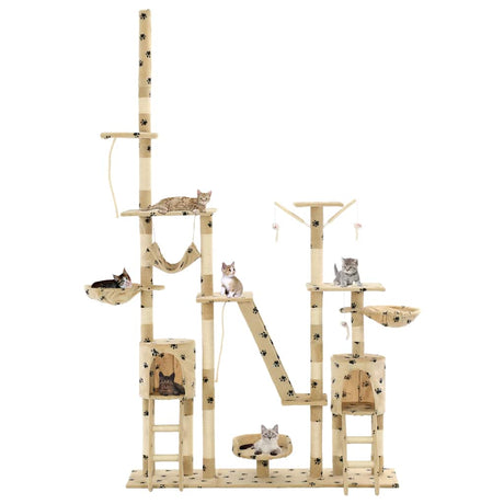 Vidaxl Cat Pole med sisal skrabe stolper 230-250 cm pootprints beige