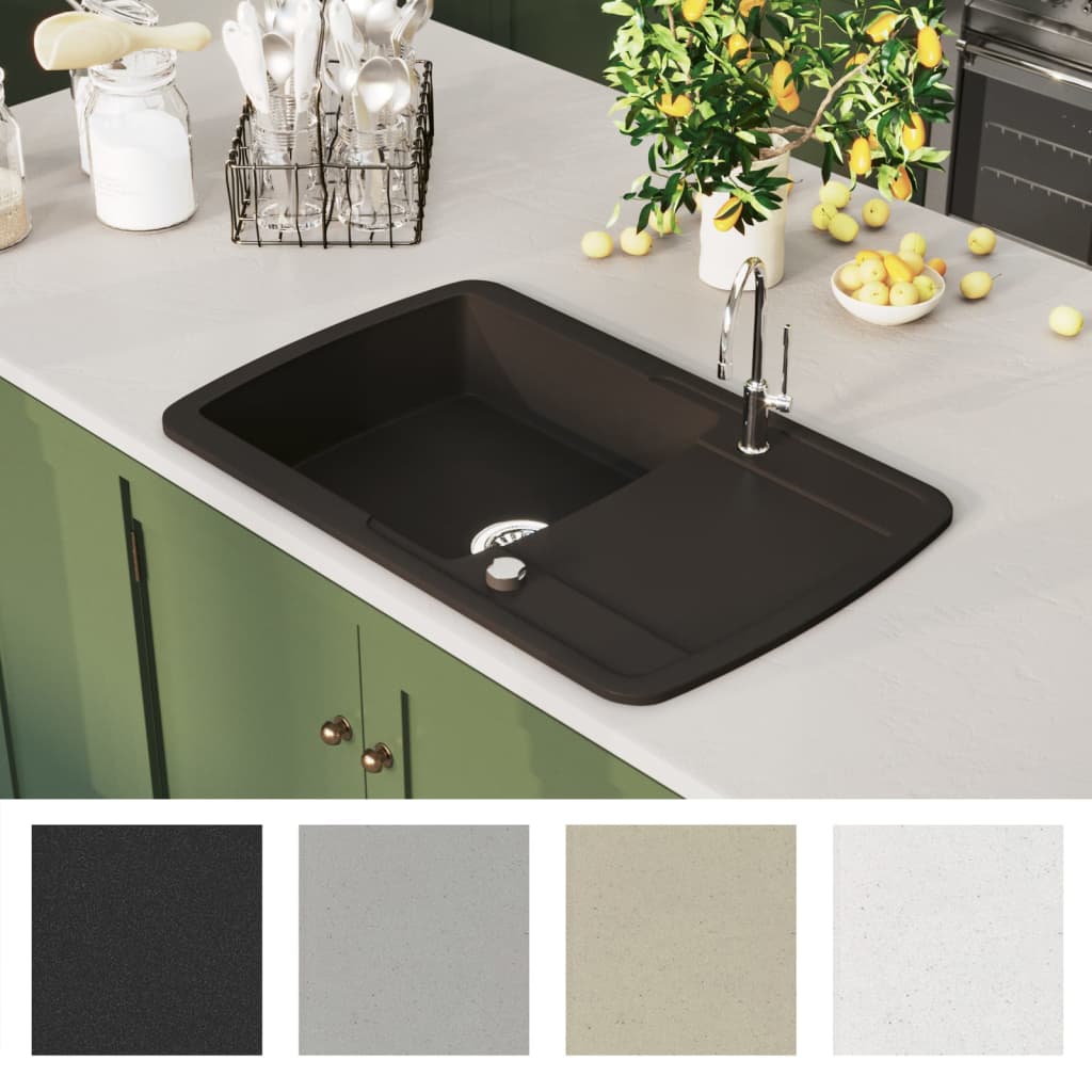 Vidaxl Sink Single Bowl of Granite Black