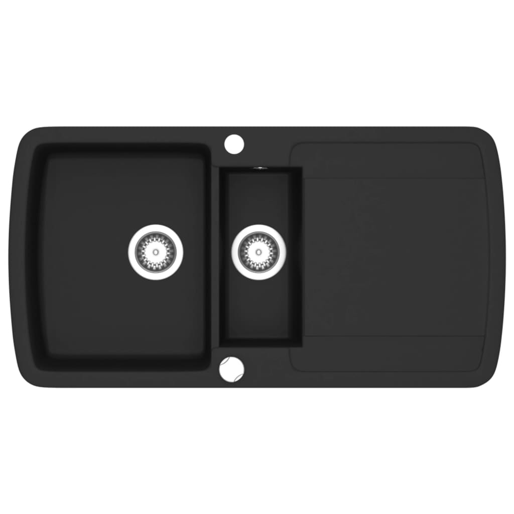 Vidaxl Sink Double Bowl Granite Black