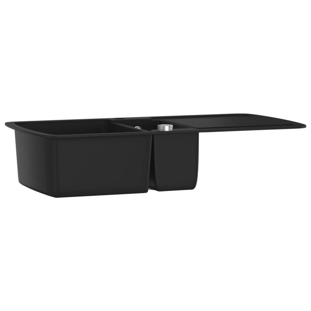 Vidaxl Sink Double Bowl Granite Black
