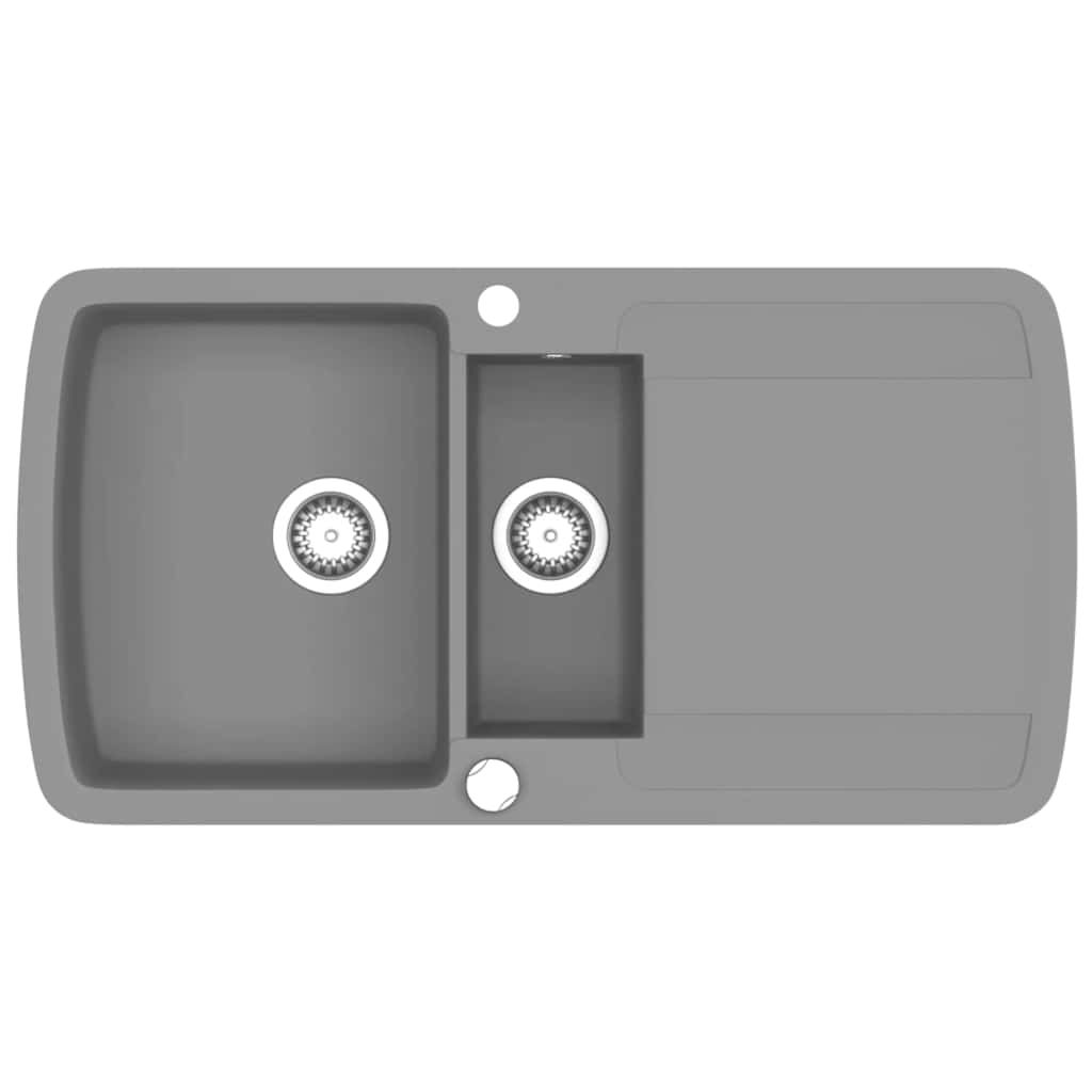 Vidaxl Sink Double Bowl Granite Gray