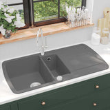 Vidaxl Sink Double Bowl Granite Gray