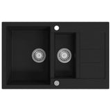 Vidaxl Sink Double Bowl Granite Black