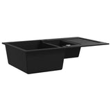 Vidaxl Sink Double Bowl Granite Black