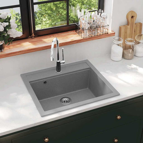Vidaxl Sink Single Bowl med granitgrå