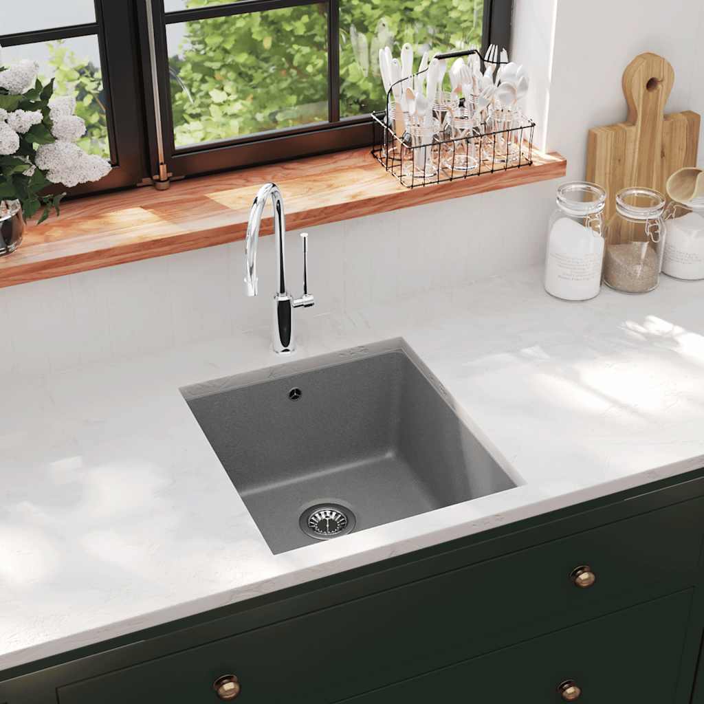 Vidaxl Sink Single Bowl med granitgrå