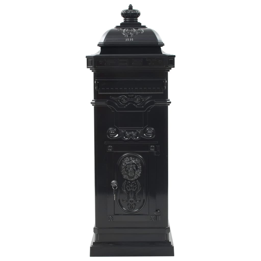 Vidaxl Pilaar Mailbox Vintage Style Rust -Resistent Aluminium Black