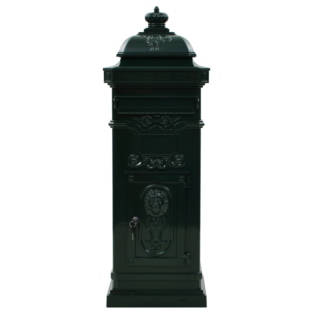 Vidaxl Pilaar Mailbox Vintage Style Rust Resistent Aluminium Green